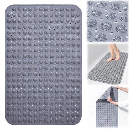 Bathtub and Shower Mats 39 x 16 Inch Non-Slip Bath Mat Machine Washable Bath Tub Mat with Suction Cups & Drain Holes for Bathroom Grey Bathtub and Shower Mats 39 x 16 Inch Non-Slip Bath Mat Machine Washable Bath Tub Mat with Suction Cups & Drain Holes for Bathroom Grey