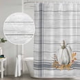thumbnail image 5 of Grey White Pumpkin Shower Curtain, Waterproof Shower Curtains for Bathroom, Thanksgiving Fall Leaf Stripe Wooden Washable Fabric Bathtub Curtain Set Bath Decor with 12 Hooks Standard 72"x72", 5 of 8