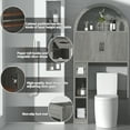 thumbnail image 5 of HARIPUL Over The Toilet Storage Cabinet w/ Unique Wood Grain & Arc Design, Freestanding Bathroom Shelf Organizer Space Saver w/ Doors & Anti-Tip Device, Gray, 5 of 8