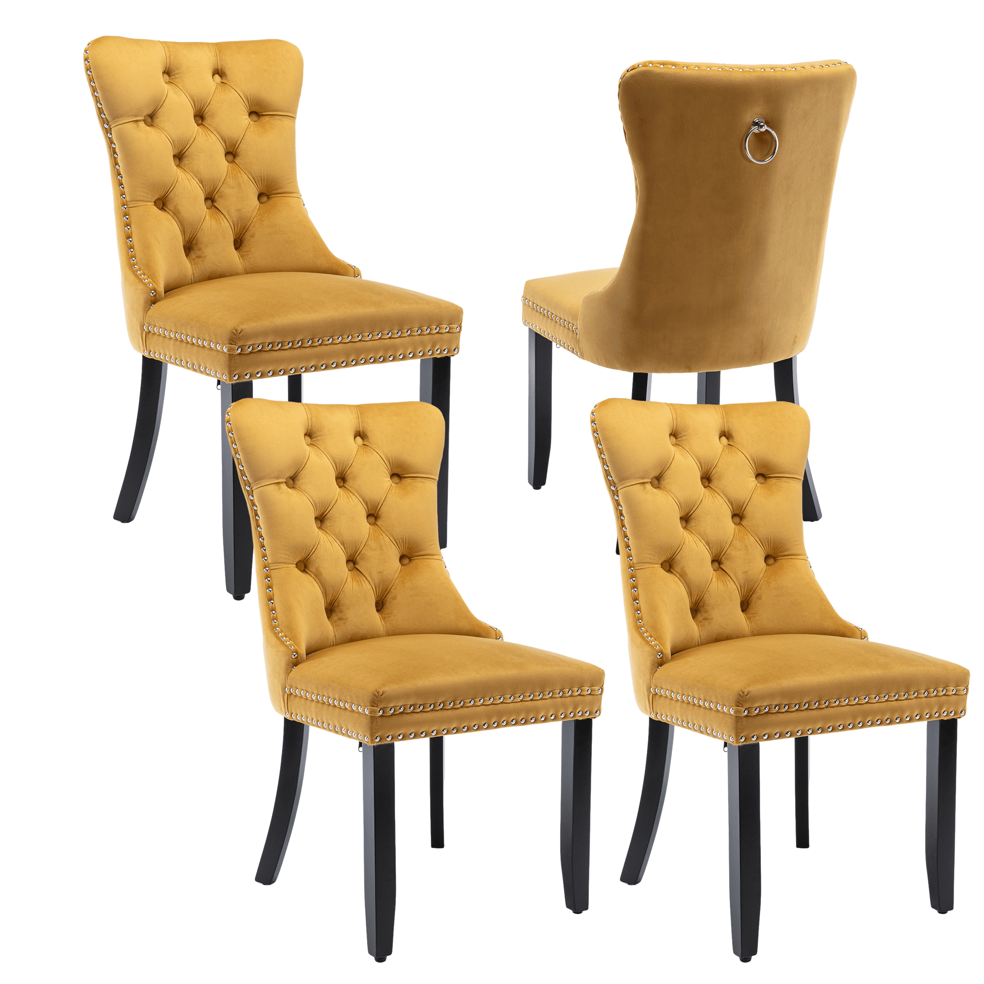 Elegant Button Tufted Dining Chairs, Highend Velvet Upholstered Dining