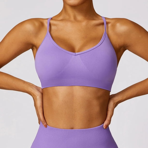 Sujetador deportivo con tirantes cruzados para mujer, Top deportivo sin costuras con realce, Top corto de gimnasia para Yoga, sujetador deportivo para Fitness, sujetadores transpirables
