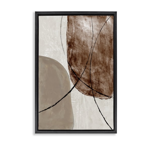 Stupell Industries Taupe & Brown Abstract Black Framed Floater Canvas Wall Art, design by Merri Pattinian
