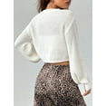 thumbnail image 6 of Women'S Long Sleeve Button Front V Neck Soft Knit Cardigan Sweaters White XL, 6 of 7