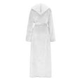 thumbnail image 5 of XUNKUSGA Long Robes for Women Casual Solid Color Hooded Fleece Robe Lightweight Soft Warm Bathrobe for Women Lightweight Cozy Nightwear for Women with Pockets S-2XL White, 5 of 8