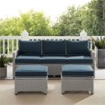 thumbnail image 3 of Crosley Furniture Bradenton 3-piece Fabric Outdoor Sofa Set in Navy/Gray, 3 of 6