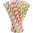 thumbnail image 1 of Paquete de 200 pajitas de papel orgánico, pajitas desechables y ecológicas, ideales para fiestas, bodas, cumpleaños, Navidad, colores aleatorios, 1 of 5
