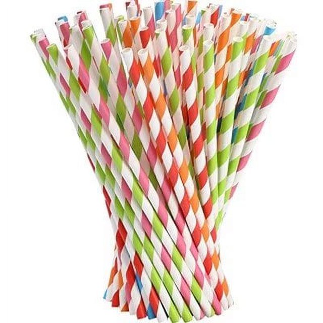 Paquete de 200 pajitas de papel orgánico, pajitas desechables y ecológicas, ideales para fiestas, bodas, cumpleaños, Navidad, colores aleatorios