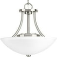 thumbnail image 2 of Progress Lighting Gather 1-Light LED Semi-Flush/Convertible Fixture in Brushed Nickel with Etched Glass Shade, 2 of 9