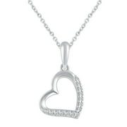 FIFTH AND FINE Open Floating Heart 1/20 Cttw Diamond Pendant Necklace 925 Sterling Silver