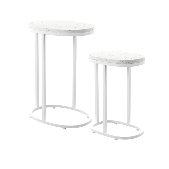 SEI Furniture Vicanno Terrazzo Outdoor Nesting Tables in White