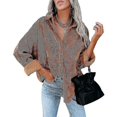 thumbnail image 1 of Camisa de pana de manga larga para mujer, chaqueta extragrande informal holgada con botones y bolsillo, 1 of 4