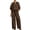 Brown, variant on Women 2 Piece Sweat Sets Casual Relaxed Fit Tracksuit Textured Half Sleeve Full Zip Jackets and Wide Leg Pants Workout Sets White