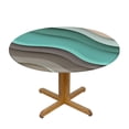thumbnail image 3 of WYYP  Ombre Abstract Geometry Gradient Green to Brown Elastic Round Tablecloth, Fitted Tablecloths for Round Table Oil-Proof Waterproof Table Cloth White, 3 of 7