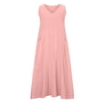 thumbnail image 4 of Tnhcen Women's Sleeveless V Neck Dress 100% Polyester Pre Shrunk Pocket Linen Look Casual Maxi Dress Plus Size S - 2XL Loose Flowy Summer Beach Casual Dress for Women, 4 of 4
