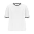 thumbnail image 5 of Bzhegqhd Women's New Solid Color Round Neck Top T-shirt Short Sleeved Contrasting Thread, 5 of 7