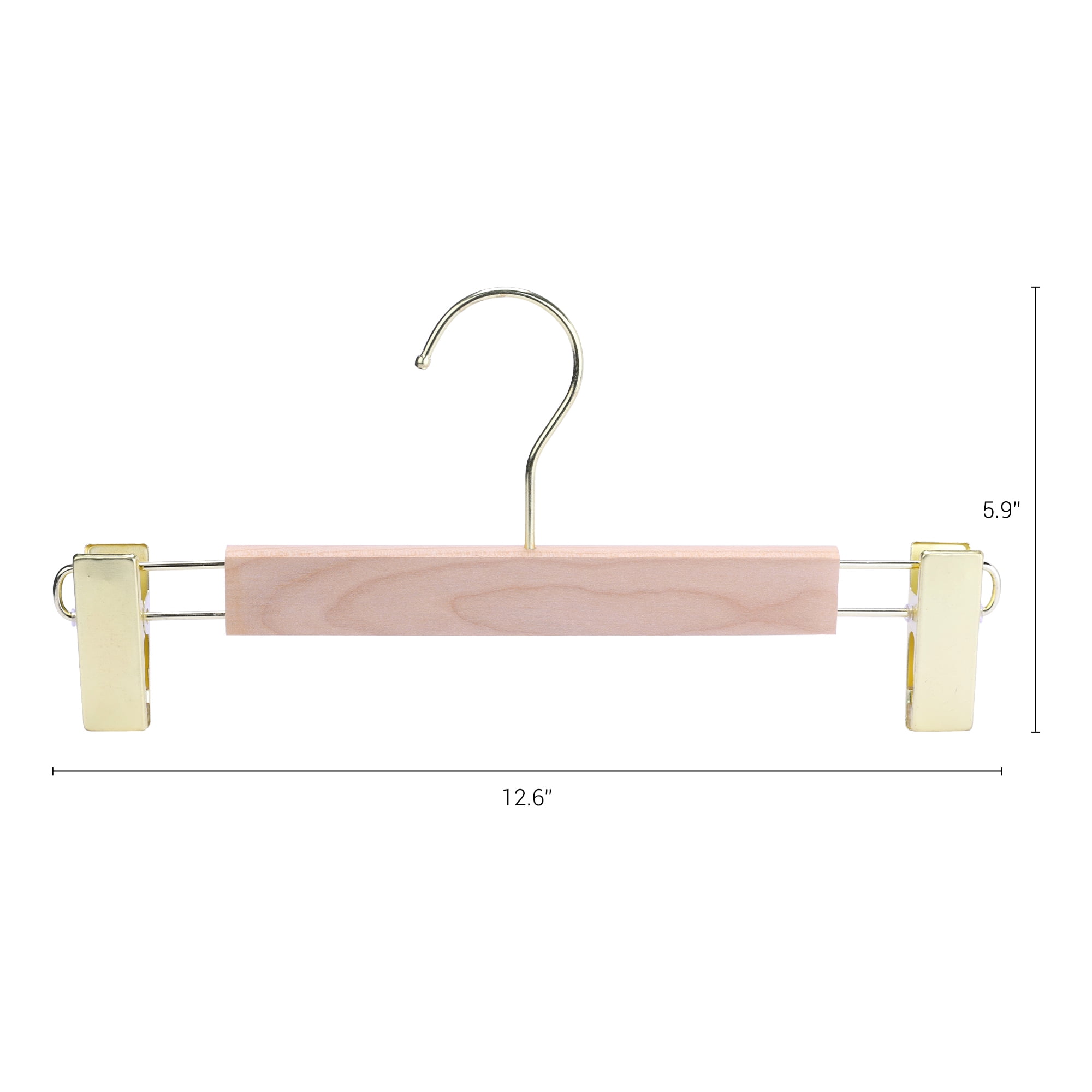 Unique Bargains Wood Hangers Clothes Hangers with Pinch Clips 10 Packs Gold
