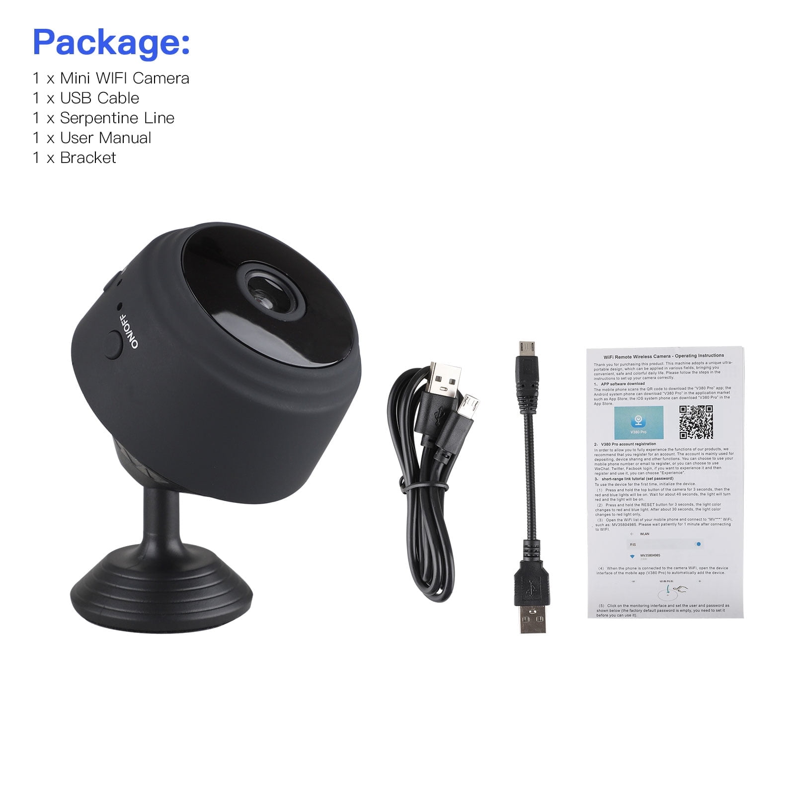 Mini Camera WiFi Wireless Video Camera, 720P Small Home Security Surveillance Cameras Support 64G SD Card(Not included), Portable Tiny Nanny Cam w/Night Vision Motion Detection for Indoor Outdoor