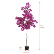 6FT Artificial Bougainvillea Tree - Purple Silk Flower Faux Plant with Nursery Pot for Outdoor & Indoor Decor