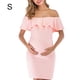 thumbnail image 1 of Vestido de mujer Vestido de embarazada de manga corta con hombros descubiertos Falbala Summer Cloth, Rosa, S Sweethay  AP002176-13, 1 of 7