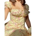 thumbnail image 2 of Mialoley Robe pour Femmes, Bouffante Manches Courtes Lace Up Poitrine Jupe Imprimée Florale, 2 of 6
