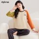 thumbnail image 2 of Pijamas de algodón para mujer, Otoño Invierno, mangas largas, pantalones largos, cárdigan con cuello redondo, ropa de dormir Kawaii para mujer, ropa de descanso, 2 of 5