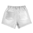 thumbnail image 7 of Women High Rise Ripped Stretchy Jeans Shorts Frayed Raw Hem Casual Denim Shorts White XL, 7 of 7