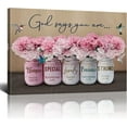 thumbnail image 1 of Inspirational Canvas Wall Art Encouraging Bible Verses On Cute Marson Jars With Hummingbird God Says You Are For Home Office Apartment Room Decor Flowers Wall Decoration 12x16 Inch (Pink), 1 of 6