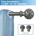 thumbnail image 3 of Urbanest Adjustable Single Curtain Rod Set Scroll Ball Finials – 1 - Inch Diameter, With Pewter Rod, 28–48 Inches, 3 of 6