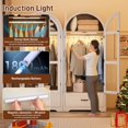 thumbnail image 3 of 71"H Arched Armoire Wardrobe Closet for Bedroom w/ Glass Door & LED Sensor Light, Wooden Wardrobe Closet Clothing Storage Cabinet w/1 Drawer & Hanging Rod, 3 of 10