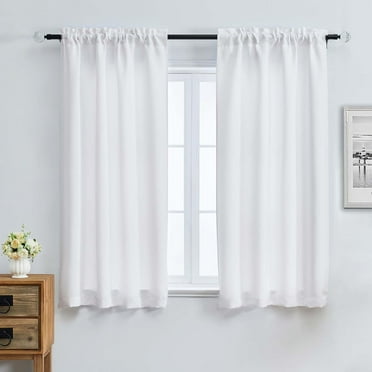 EDASCV-Pure White Curtains for Bedroom 63 Inch Length 2 Panels Set, Room Darkening Window Treatment, Light Filtering Curtain Drapes, Soft Casual Rod Pocket Privacy Curtains, W40 x L63 Inch