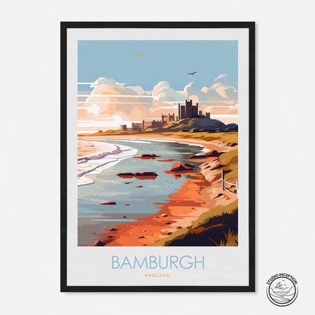 Bamburgh Castle Northumberland England Historic Wall Art Poster Decor