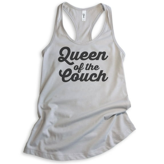 Queen Of The Couch Tank Top, Ladies Racerback Tank Top, Wife Tank, Lazy Tank, Couch Potato Tank, Silver Gray, Small