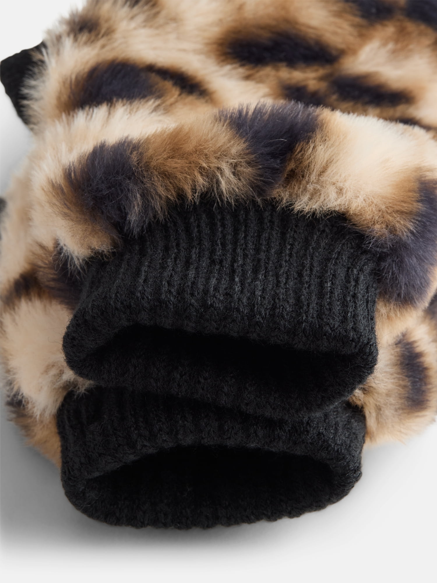 MNYC Women's Faux Fur Gloves, Leopard