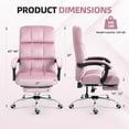 thumbnail image 3 of Velvet Reclining Office Chair with Footrest, Most Comfortable Ergonomic Computer Chair with Swivel Wheels, Adjustable High Back for Home Office, Pink, 3 of 15