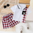 thumbnail image 2 of Odeerbi 1-8 Years Kids Boys Summer Outfits Plaid Cotton Button Down Collar Short Sleeve T-Shirt Shorts Two-piece Set Solid Color Casual Loungewear Kids Boys Clothes, 2 of 5