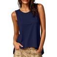 thumbnail image 2 of NTACZA Business Casual Solid Crew Neck Tank Tops for Women Sleeveless High Low Asymmetrical Split Hem Vacation Relaxed Size S, 2 of 8