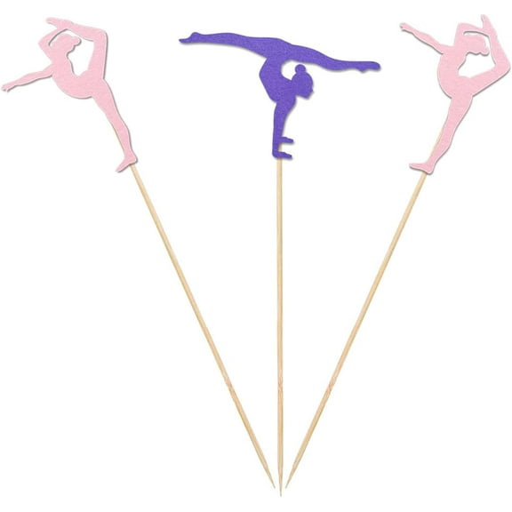 Gymnastics Centerpiece Sticks, 12-Pack Double-Sided Table Topper Girl Baby Shower Birthday Party Decorations