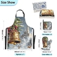 thumbnail image 3 of Ryvnso Watercolor Winter Village Bell Kitchen Apron Oven Mitts Set Pot Holders, 3 of 6