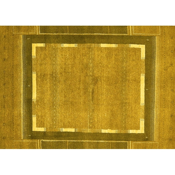 Ahgly Company Indoor Rectangle Abstract Yellow Modern Area Rugs, 2' x 4'