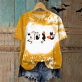 thumbnail image 4 of Mnuaqn Womens Bleached Sublimation Blanks Shirts Leopard Graphic Tees Tops Short Sleeve Polyester Tshirts Cute Items Clothes Yellow,Size XL, 4 of 5