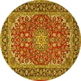 thumbnail image 1 of Ahgly Company Machine Washable Indoor Round Medallion Yellow Traditional Area Rugs, 5' Round, 1 of 4