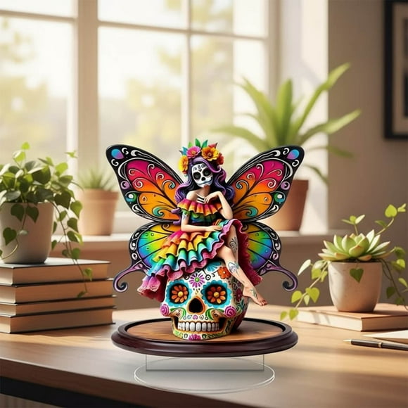 Decoración de Escritorio Acrílica para Niña - Acabado Imitación Vidrio | Espejo de Pie Esmerilado Sofisticado | Diseño Encantador | Base Estable | Regalo Ideal para Seres Queridos | Fácil de Limpiar