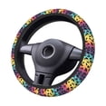 thumbnail image 3 of DouZhe Colorful Leopard Print Rainbow Animal Prints Steering Wheel Cover, Universal 15 inch Anti-Slip Odorless Elastic Car Steering Wheels Cover for Women Men, 3 of 7
