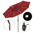 thumbnail image 1 of HomGarden 10FT Outdoor Solar Powered Patio Umbrella, 32LED Lighted Table Market Umbrella W/Tile & Crank, Wine Red, 1 of 10