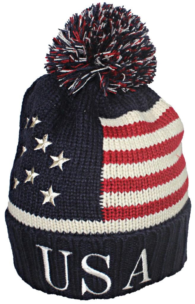 American Flag Skull Cap Stars Stripes 100% Cotton USA American Knit Winter Cap 