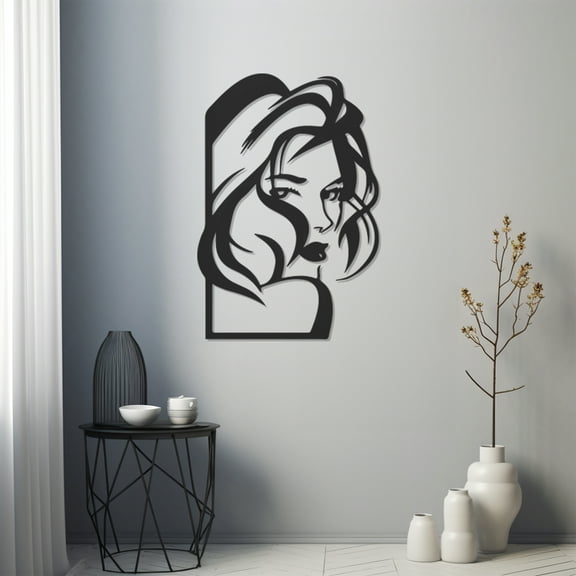 LaModaHome Exclusive Female Figure With Wavy Hair Metal Wall Art – Durable & Artistic Metal Wall Art for Home and Office Decor, Perfect for Any Interior Design Aesthetic