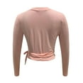 thumbnail image 3 of ZZwxWA Womens Cross Wrap Top Y2K Long Sleeve Deep V Neck Yoga Crop Top Tie Up Workout Ballet Top Shirt Blouse, 3 of 6
