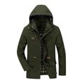 thumbnail image 2 of IROINNID Men's Long Sleeve Parka Mid-Length Hooded Jacket Solid Color Loose Tooling Warm Thick Closure Button Coat, 2 of 5