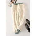 thumbnail image 2 of Pantalones deportivos gruesos de lana de cordero de invierno, pantalones casuales con forro polar para pies pequeños, pantalones sueltos, pantalones de algodón de talla grande, pantalones de mujer, 2 of 5