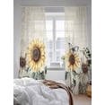thumbnail image 3 of Sheer Curtains 2 Panels Set, Sunflower Butterfly Vintage Plant Old Newspaper Background Window Sheer Curtains for Living Room/Bedroom, Light Filtering Rod Pocket Voile Drapes, 52" W x 108" L, 3 of 7